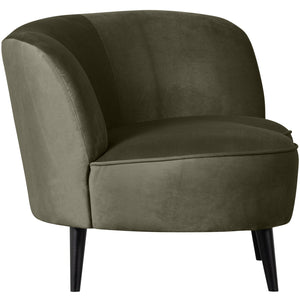 WOOOD Sara lounge fauteuil rechts velvet Warm Groen