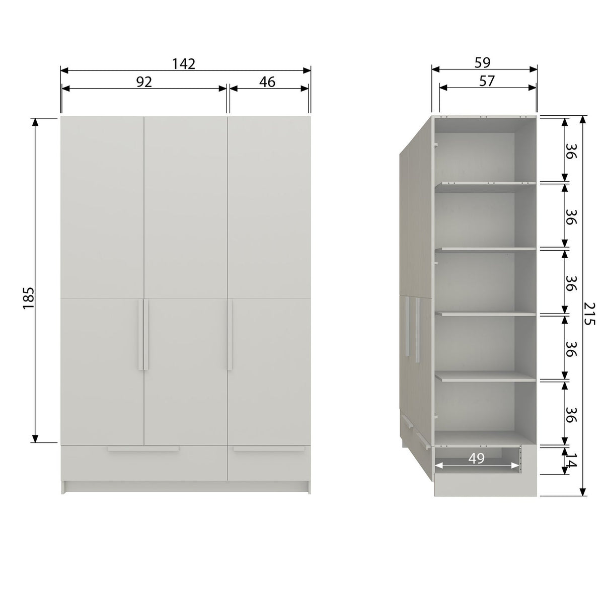 WOOOD Pure kast 3-deurs Dust