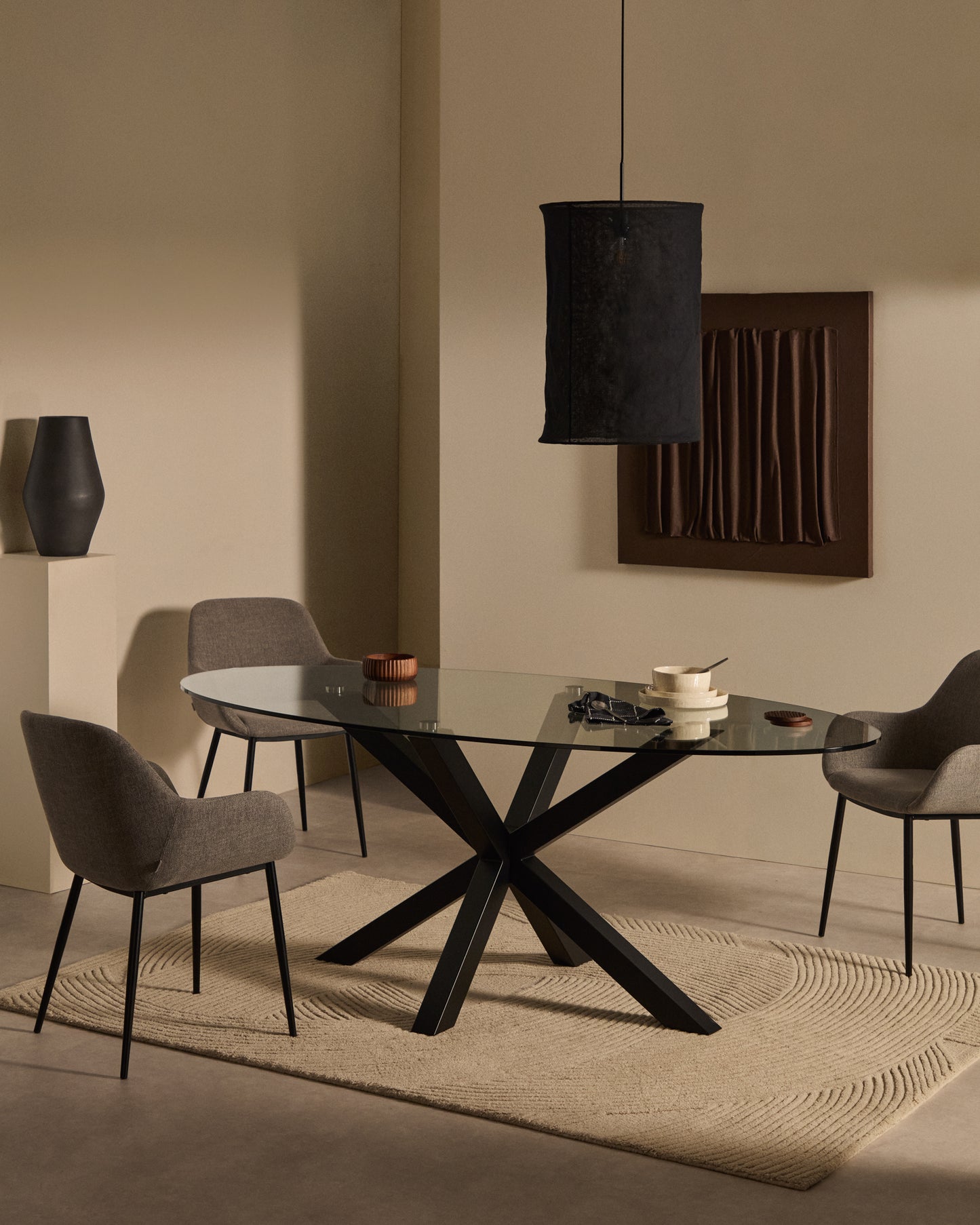Kave Home Argo eettafel ovaal 200x100 cm Clear/Black