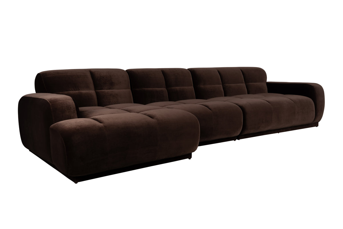 Zuiver Hazel 6-zitsbank Chaise Longue links Bruin