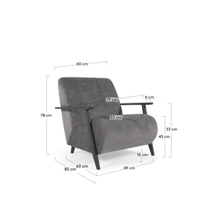 Kave Home Meghan fauteuil Grey zwart