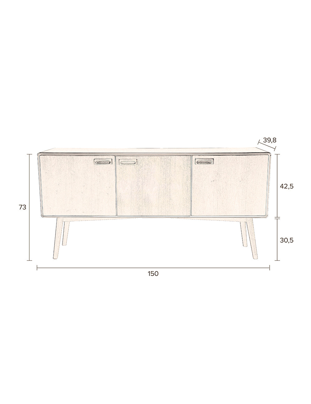 Dutchbone Juju dressoir hoog Walnoot