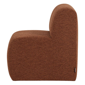 WOOOD Mojo Base eetkamerbank 84 cm met rugleuning bouclé Roestbruin