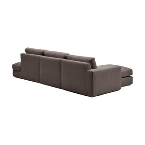 Kave Home Alea 5-zitsbank met chaise longue links Donkerbruin