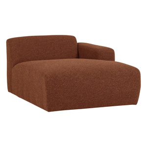 WOOOD Mojo Base chaise longue bank arm rechts bouclé Roestbruin