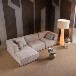 WOOOD Manu 3-zitsbank chaise longue links Naturel