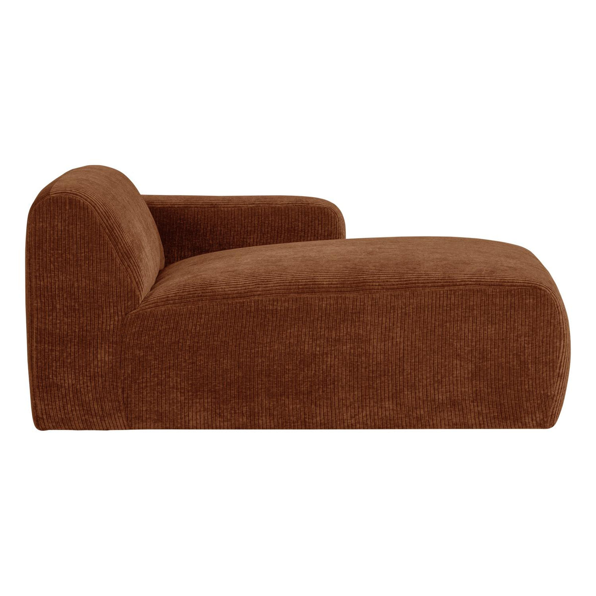 WOOOD Mojo Base chaise longue bank arm rechts rib Roestbruin