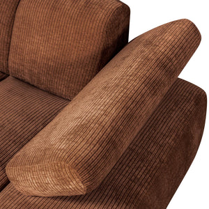 WOOOD Mojo chaise longue bank arm rechts ribstof Roestbruin