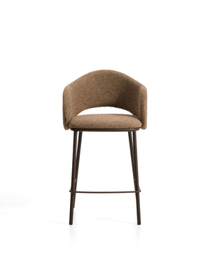Kave Home Maina barkruk H65 dik chenille Bruin walnoot