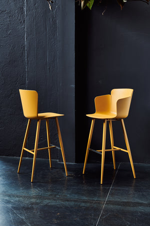 Midj Calla L TS barkruk H79 leder Pelle Ash Grey onderstel zwart