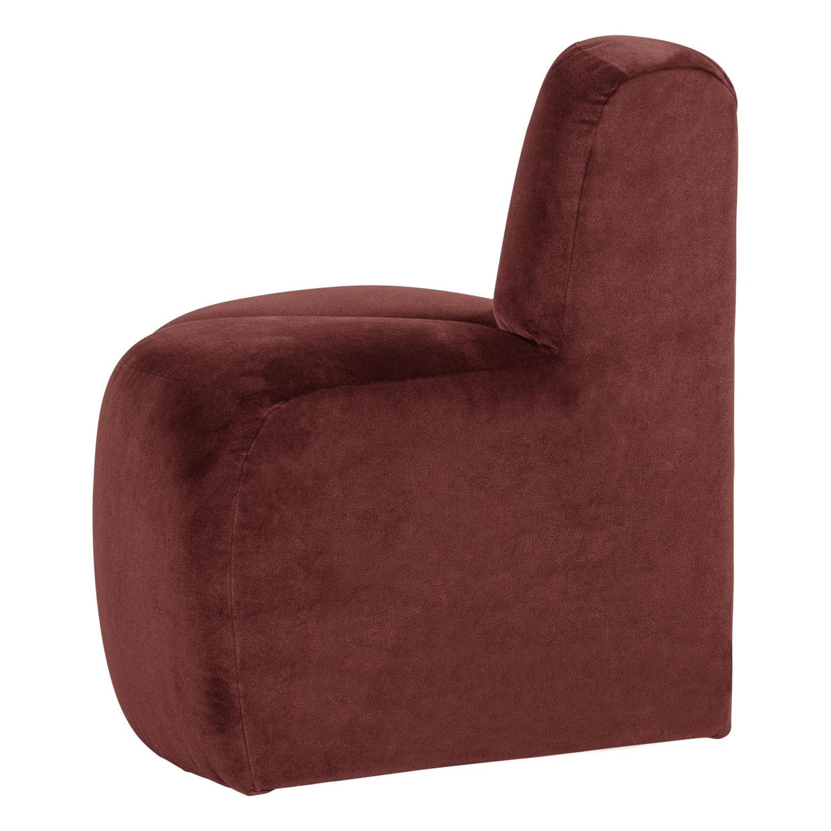 WOOOD Mojo eetbank hoek rond rugleuning velvet Kastanjebruin