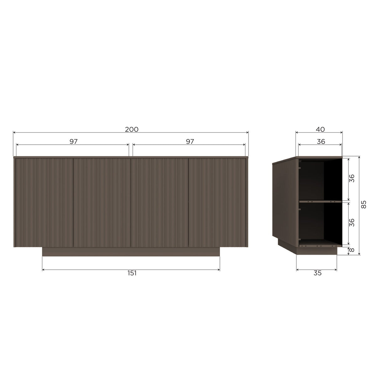 WOOOD Nova dressoir Truffel Bruin