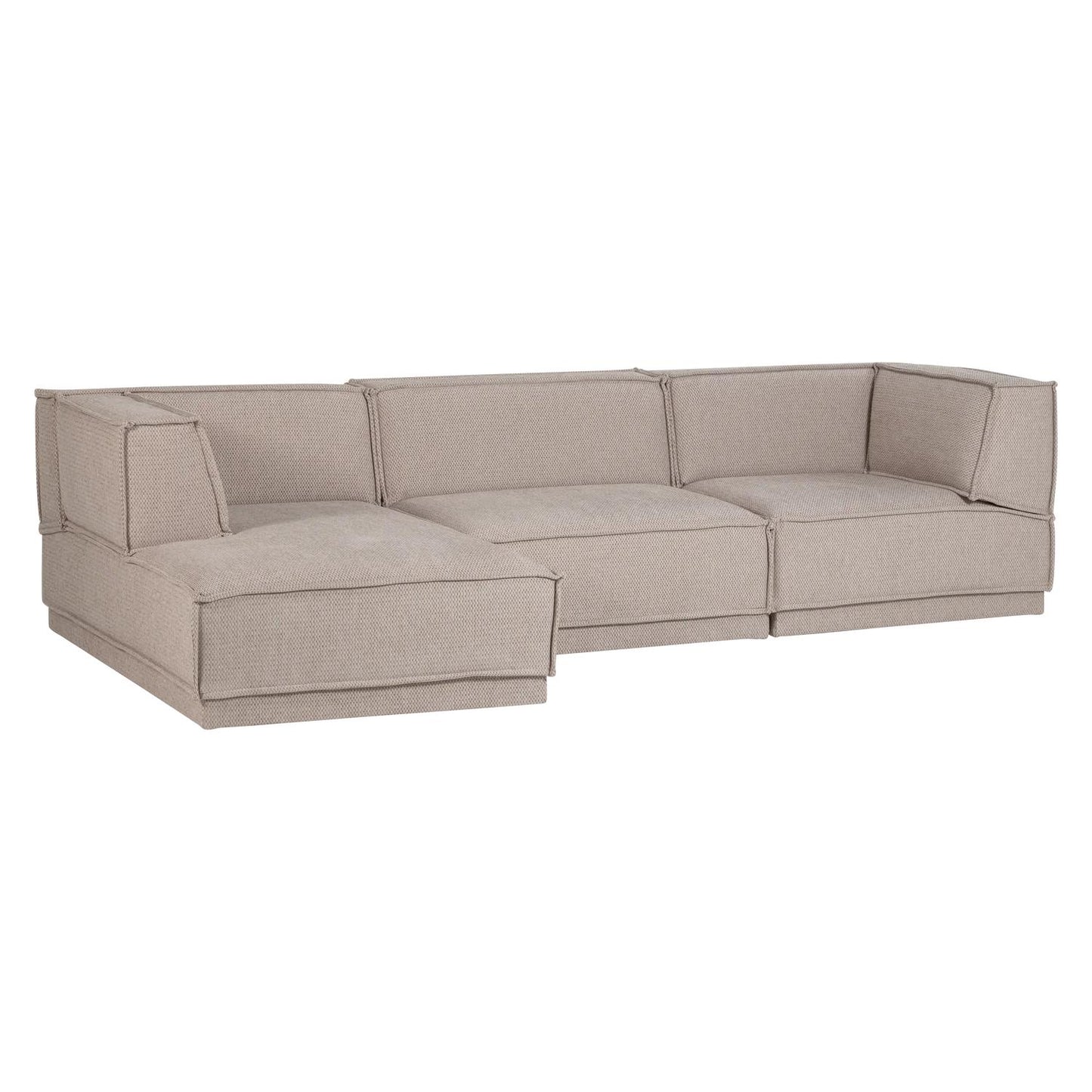 WOOOD Manu 3-zitsbank chaise longue links Naturel