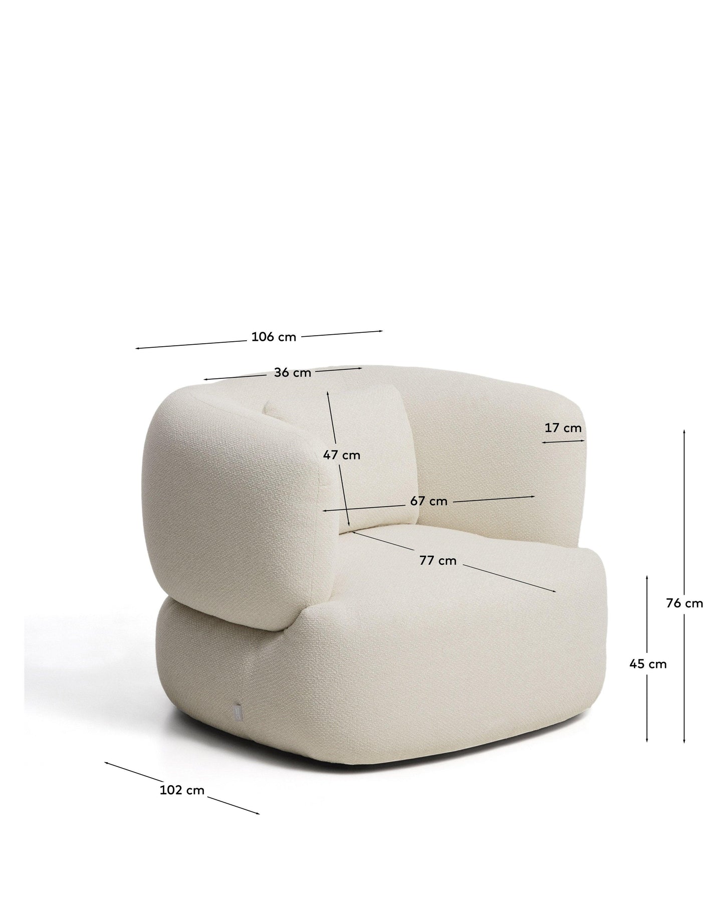 Kave Home Martina swivel fauteuil chenille Ecru