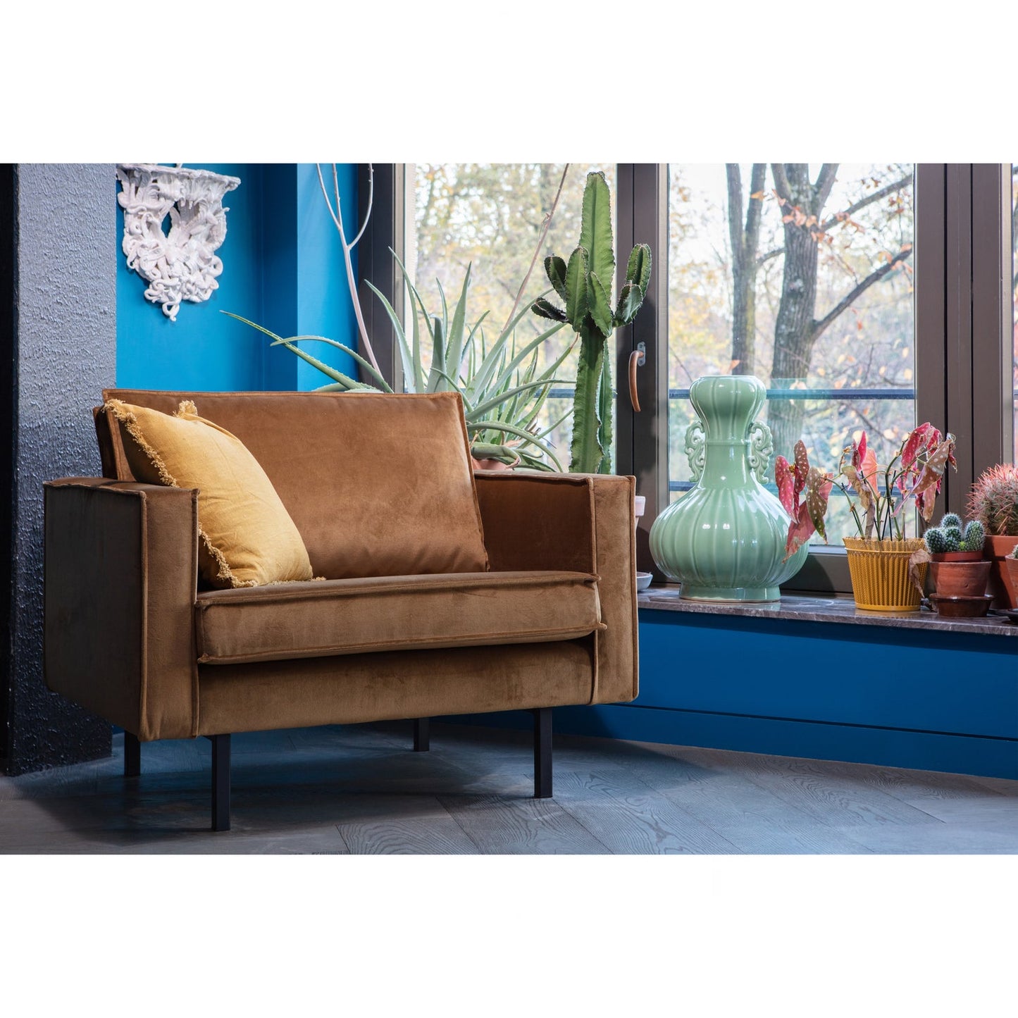 WOOOD Rodeo fauteuil velvet Honinggeel