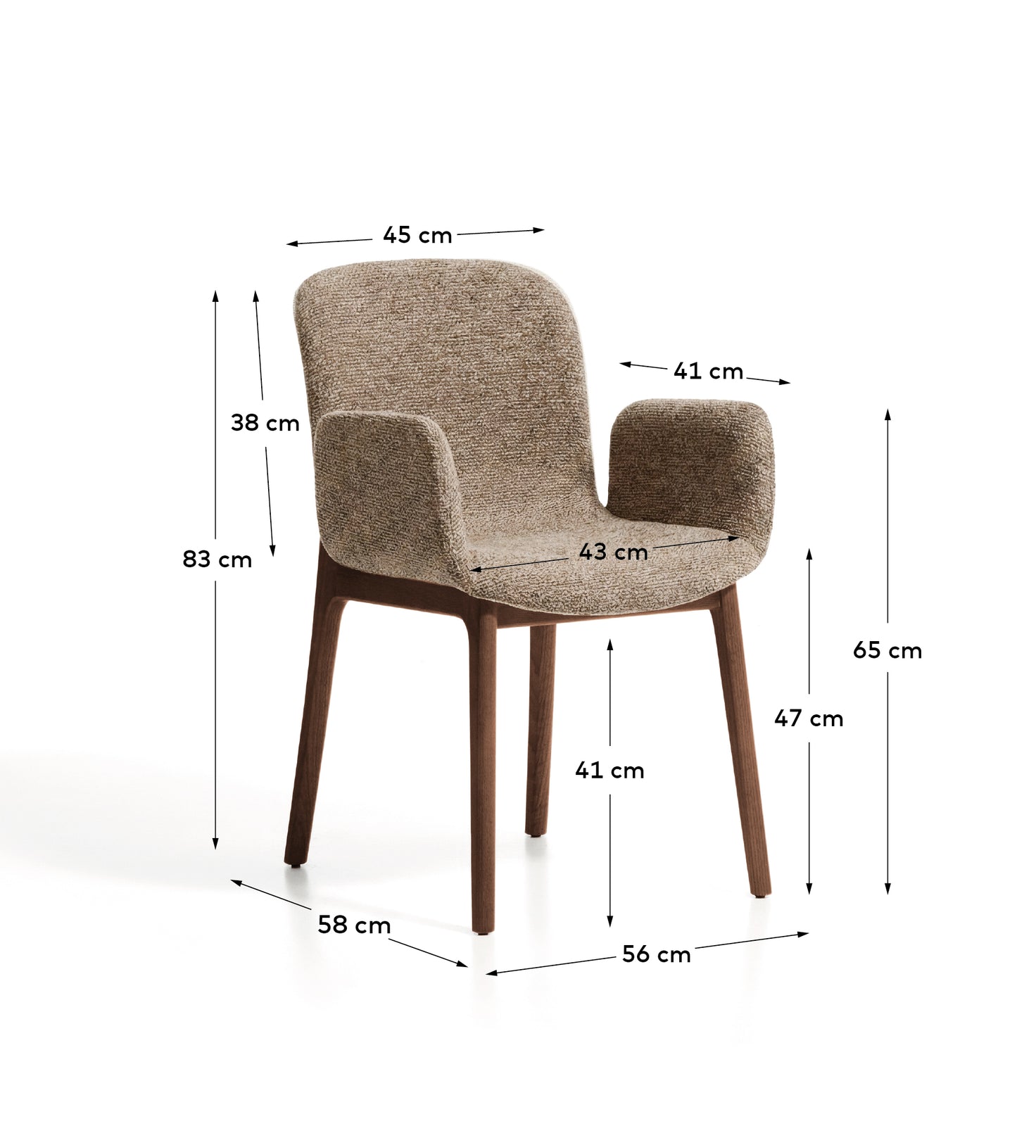 Kave Home Elnor eetkamerstoel met arm Brown