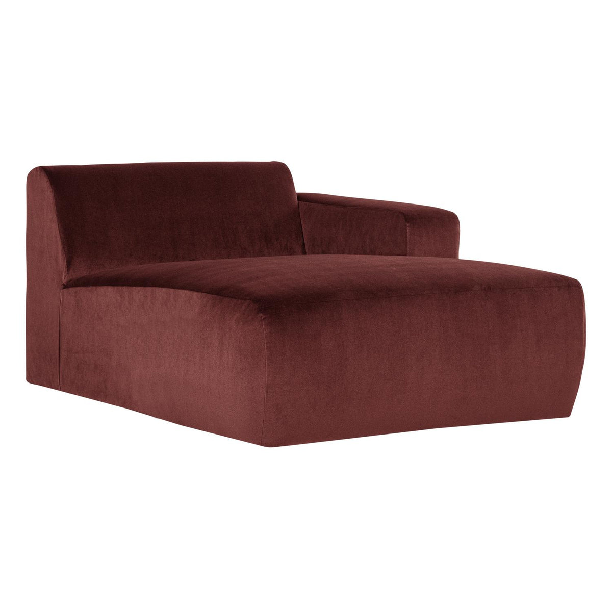 WOOOD Mojo Base chaise longue bank arm rechts velvet Kastanjebruin