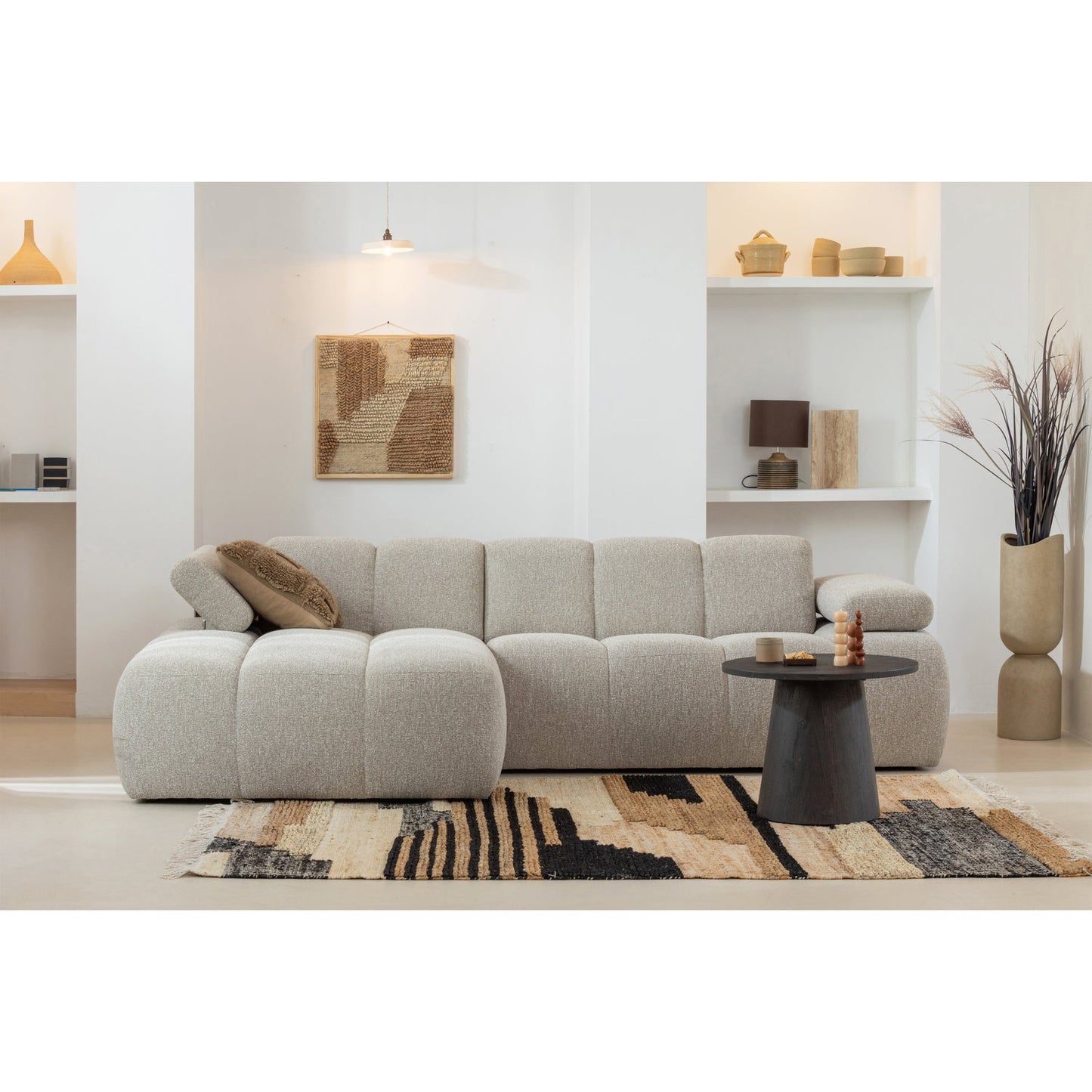 WOOOD Mojo chaise longue bank links bouclé Beige Melange