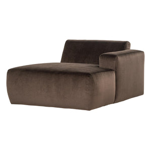 WOOOD Mojo Base chaise longue bank arm rechts velvet Bruin