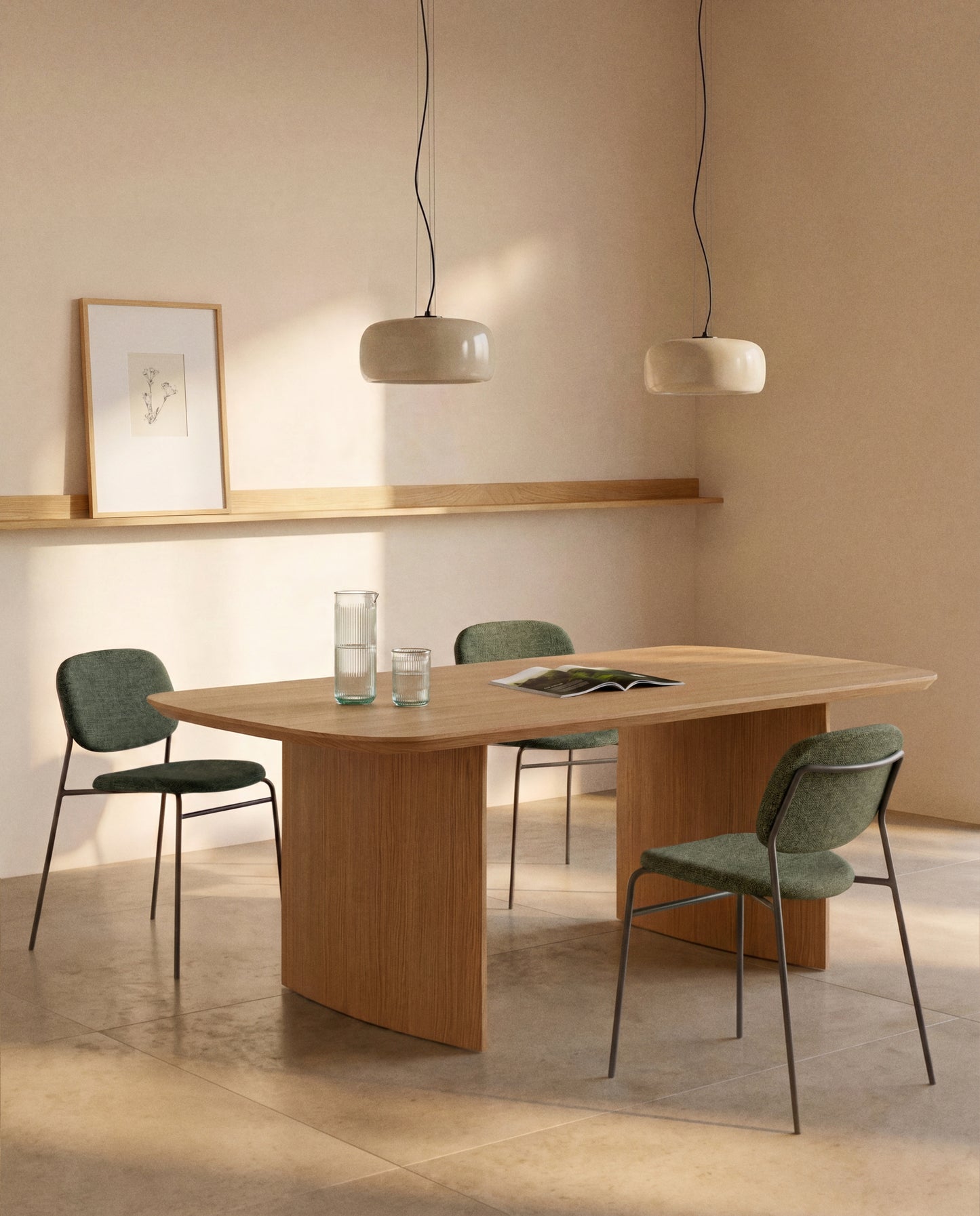 Kave Home Meli eetkamerstoel chenille Green