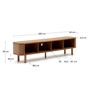 Kave Home Mailen tv-meubel met 2 deuren essen natuurlijke afwerking 200 x 50 cm