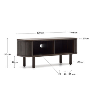 Kave Home Mailen tv-meubel met 2 deuren essen donkere afwerking 120 x 50 cm