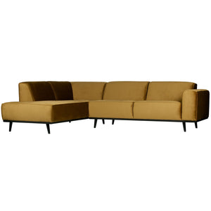 WOOOD Statement hoekbank links Velvet Honinggeel