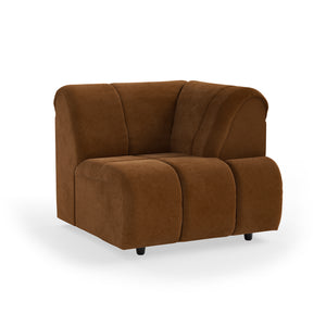 HKliving Wave bank right high arm Royal Velvet Caramel
