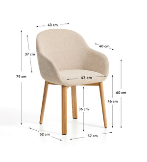 Kave Home Meila eetkamerstoel met arm chenille Beige
