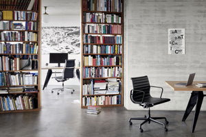 Vitra Eames Aluminium EA 117 bureaustoel draaibaar Premium Leather Nero