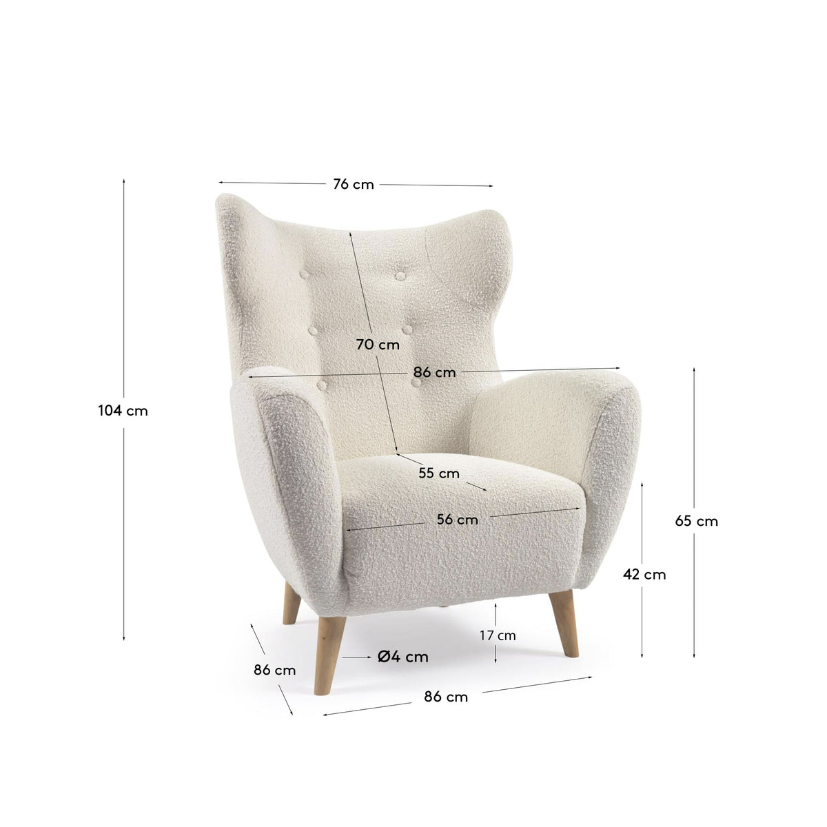 Kave Home Patio fauteuil bouclé Wit