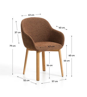 Kave Home Meila eetkamerstoel met arm chenille Terracotta