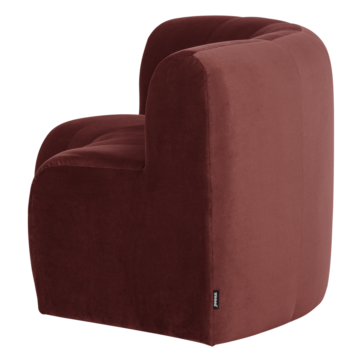 WOOOD Mojo Base eetbank halfronde hoek rugleuning velvet Kastanjebruin