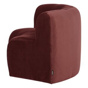 WOOOD Mojo Base eetbank halfronde hoek rugleuning velvet Kastanjebruin