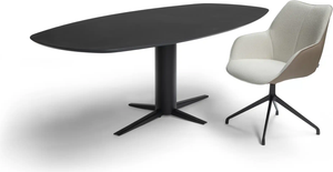 Bree's New World Thor eettafel Deens Ovaal 180x100 cm noten gelakt poot zwart