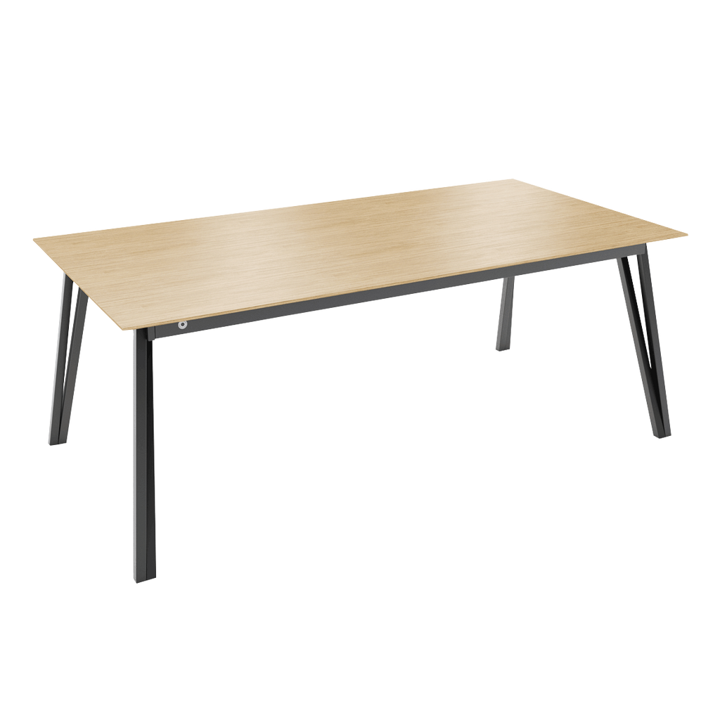 Mobitec Brest T0100 eettafel rechthoek 240x100 cm mat gelakt eiken poot zwart