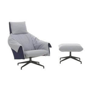Vitra Bascule Highback fauteuil met ottoman Cento Light Lavender / Electric Blue sterpoot diepzwart