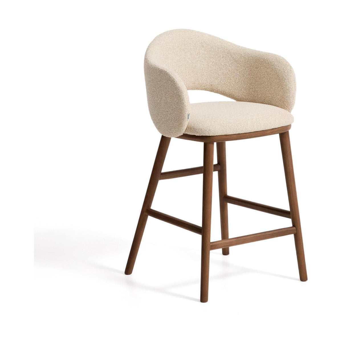 Kave Home Maina barkruk H65 dik chenille Beige walnoot