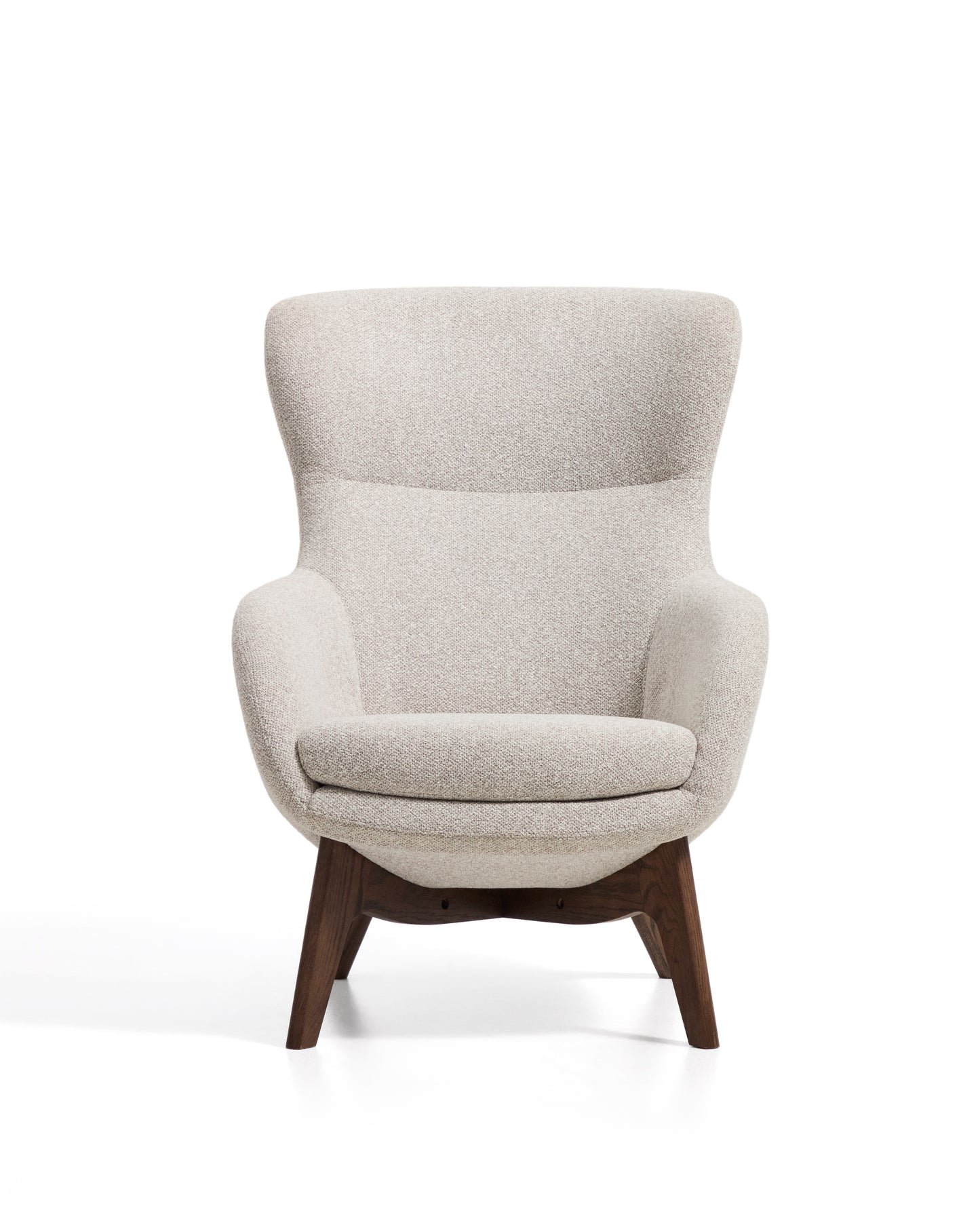 Kave Home Adiran fauteuil chenille Beige donker hout