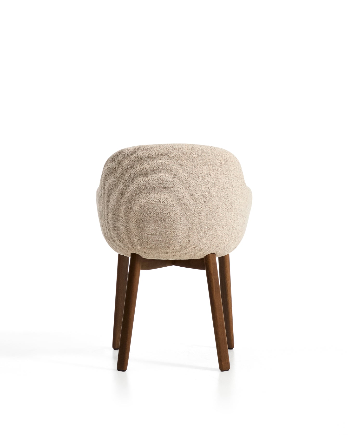 Kave Home Meila eetkamerstoel met arm chenille Beige donker hout