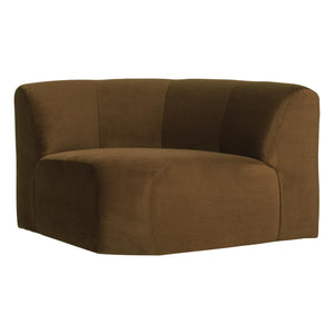WOOOD Mojo Base bank hoekelement rond velvet Honinggeel
