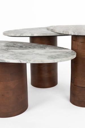 Dutchbone Suki bijzettafel set van 3 Bruin en Wit