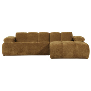 WOOOD Mojo chaise longue bank rechts ribstof Honinggeel
