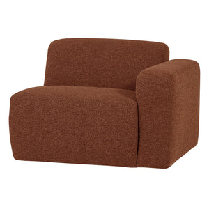 WOOOD Mojo Base 1-zits bank arm rechts bouclé Roestbruin