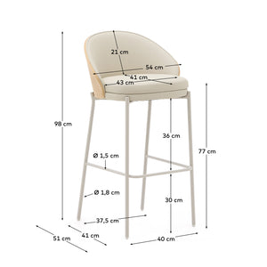 Kave Home Eamy barkruk H77 kunstleer White/Beige