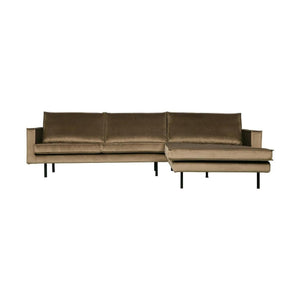 WOOOD Rodeo bank chaise longue rechts velvet Taupe
