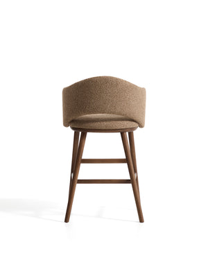 Kave Home Maina barkruk H65 dik chenille Bruin walnoot