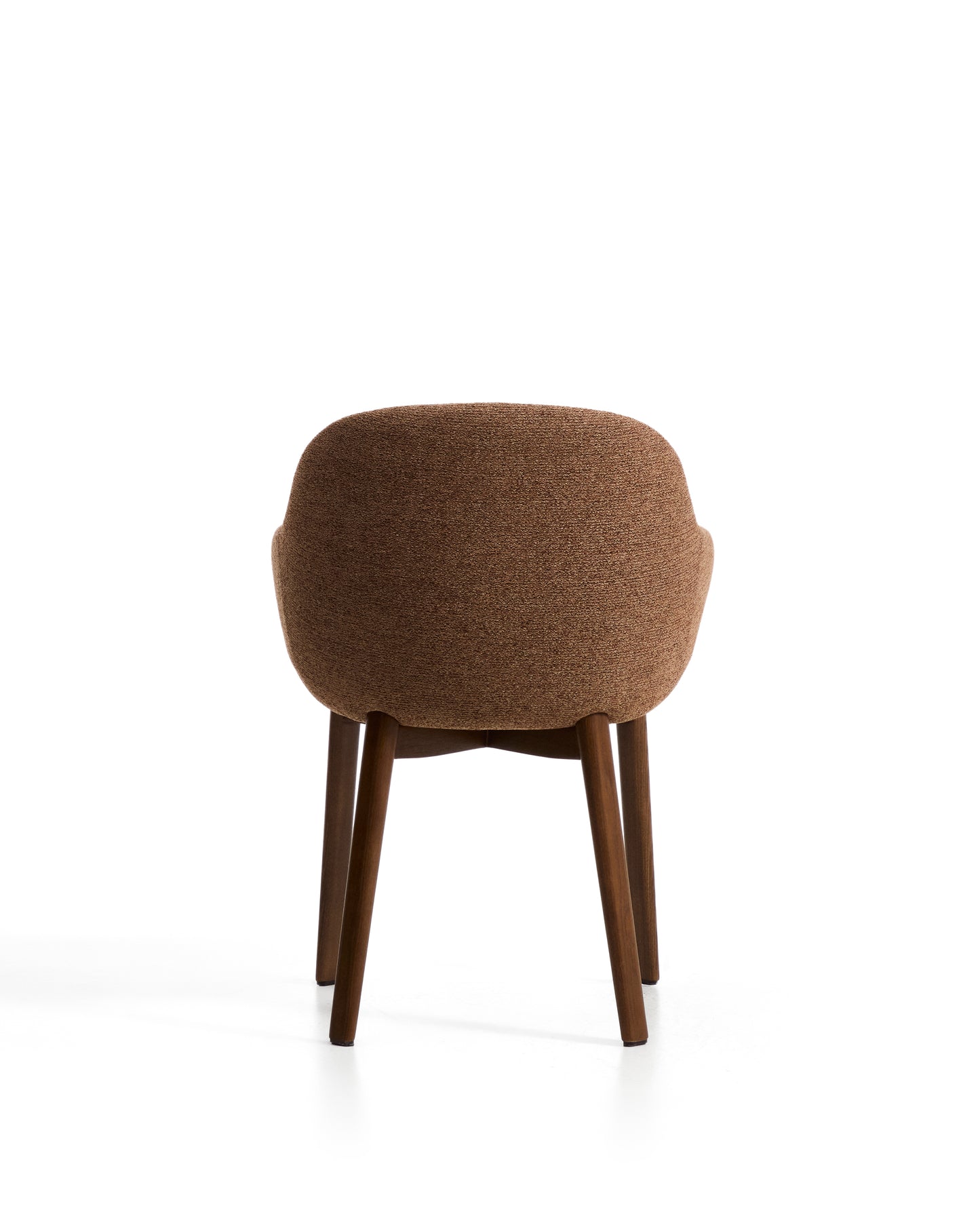 Kave Home Meila eetkamerstoel met arm chenille Terracotta donker hout