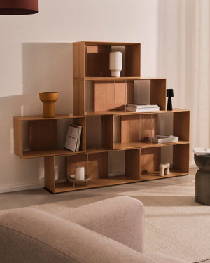 Kave Home Litto kast 9 modulaire planken eiken