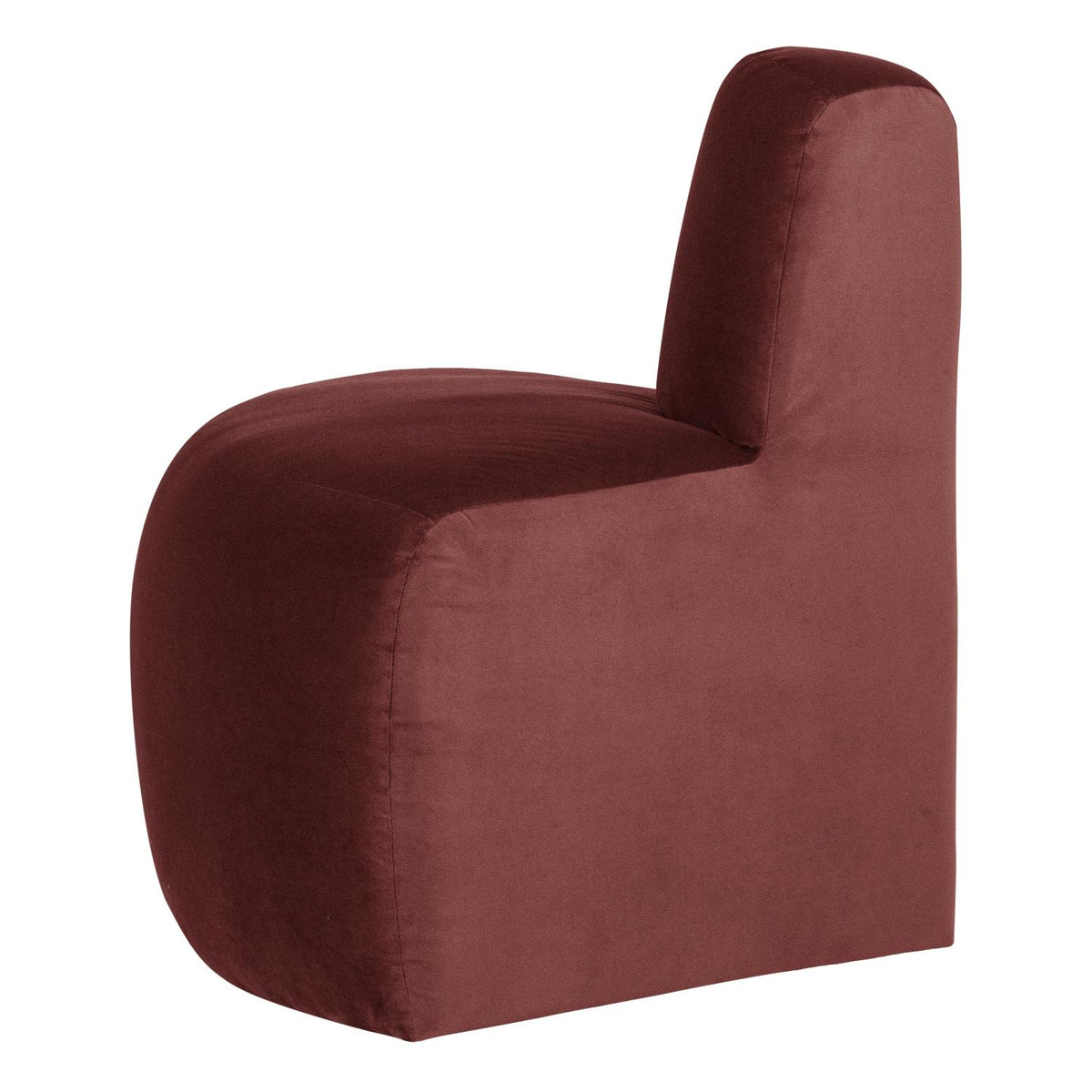 WOOOD Mojo Base eetbank hoek rond rugleuning velvet Kastanjebruin